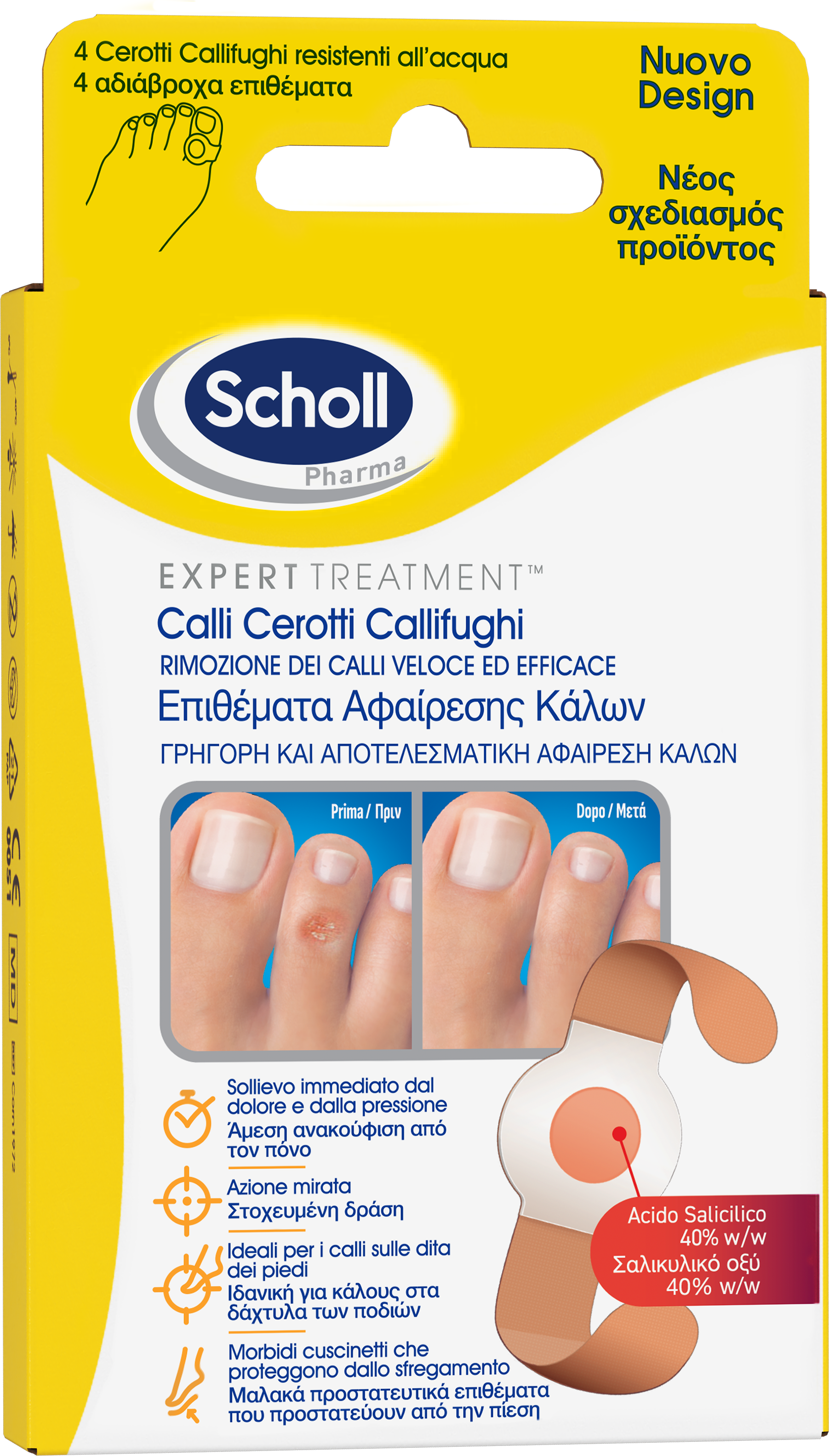 scholl trattamento rimozione e protezione calli 4+4