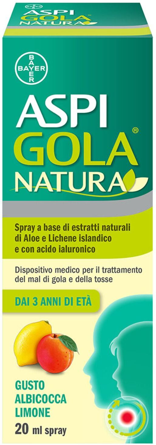 Aspi Gola Natura Spray Per Mal Di Gola E Tosse Associata Albicocca Limone Flacone 20ml