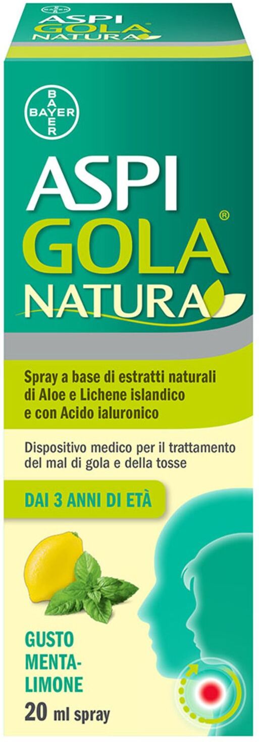 Aspi Gola Natura Spray Per Mal Di Gola E Tosse Associata Gusto Menta E Limone Flacone 20ml