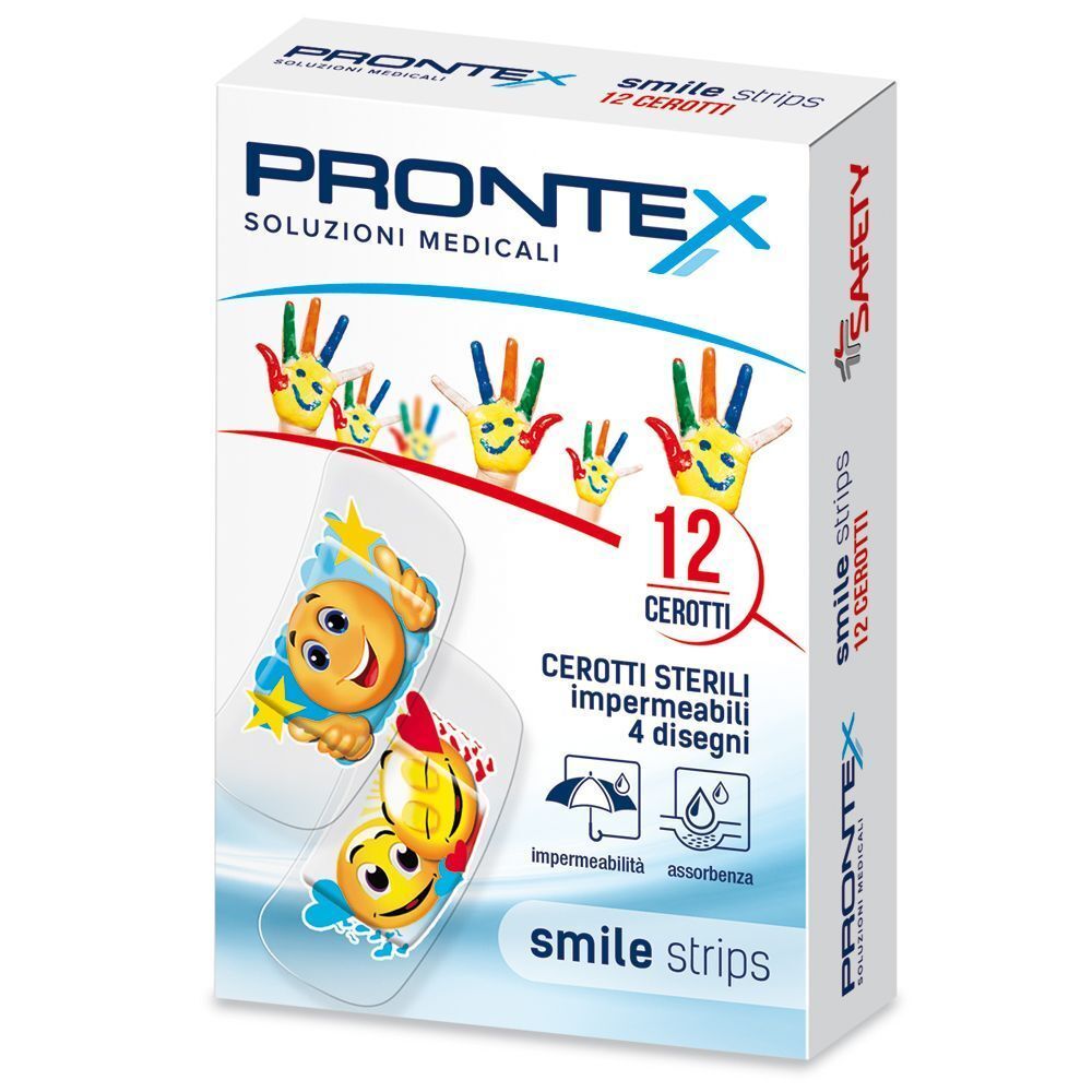 Safety Cerotti Sterili Impermeabili Prontex Smile Strips 12 Pezzi