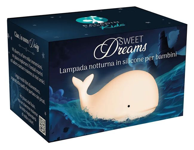 paladin pharma sweet dreams lampada notturna balena in silicone per bambini