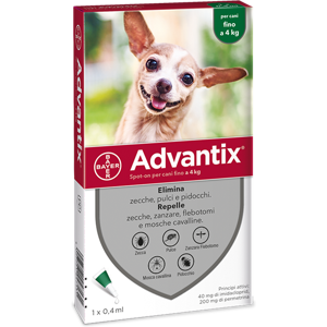 Advantix Spot On Soluzione 1 Pipetta 0,4ml 40mg + 200mg Cani Fino A 4 Kg