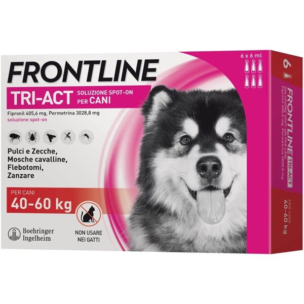 frontline tri-act spot on soluzione cani 40-60kg 6 pipette 0,5ml 33,38mg+252,4mg