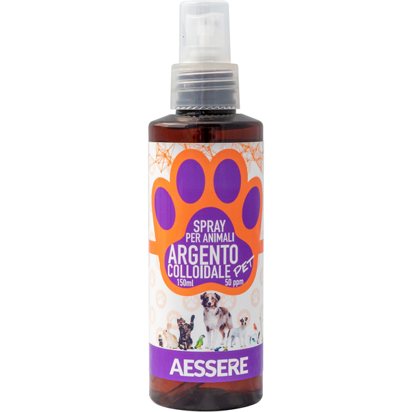 aessere argento colloidale pet spray per animali 50ppm 150ml