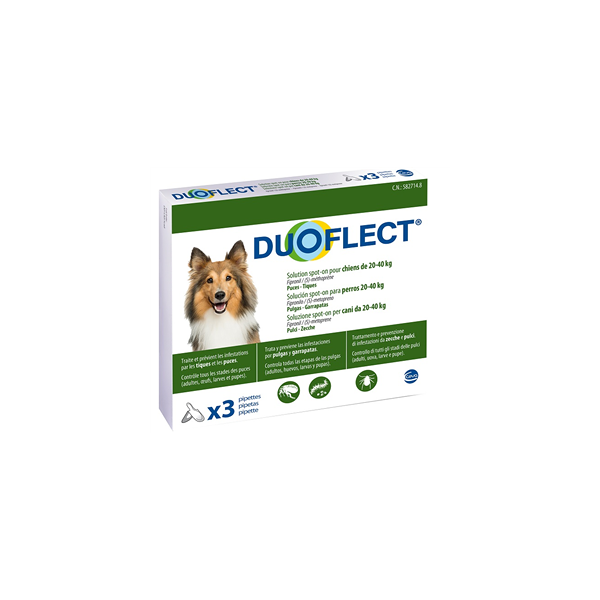 ceva salute animale spa duoflect spot-on soluzione 3 pipette 2,82ml 480mg + 240mg cani da 20 a 40 kg