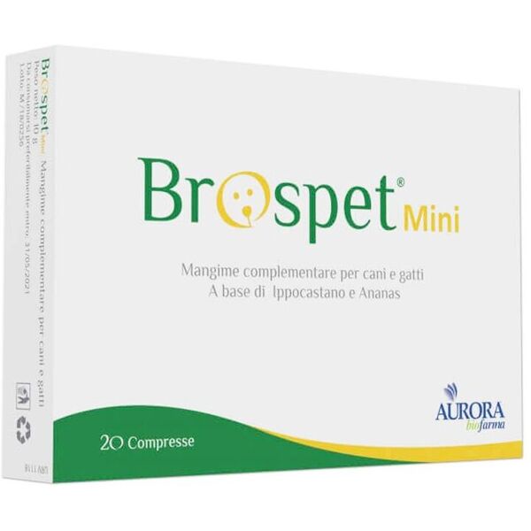 aurora biofarma brospet mini integratore cani gatti 20 compresse