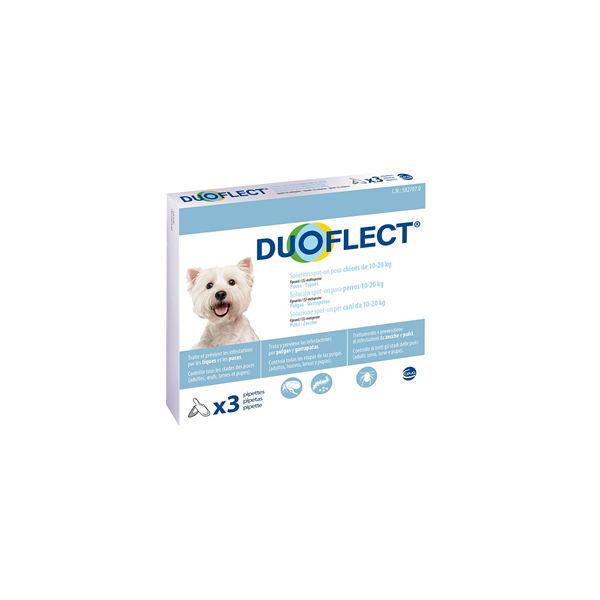 ceva salute animale spa duoflect spot-on soluzione 3 pipette 1,41ml 240mg + 120mg cani da 10 a 20 kg