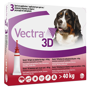 ceva salute animale spa vectra 3d spot-on soluzione 3 pipette 8ml 436mg + 38,7mg + 3.175mg cani oltre 40 kg tappo rosso