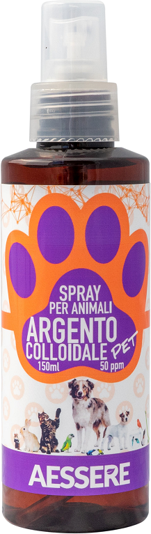 aessere argento colloidale pet spray per animali 50ppm 150ml