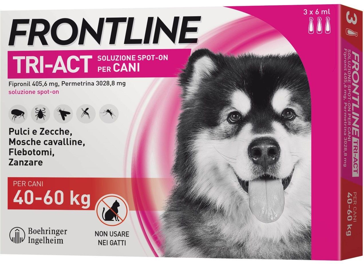 frontline tri-act soluzione antiparassiti spot-on cani 3 pipette