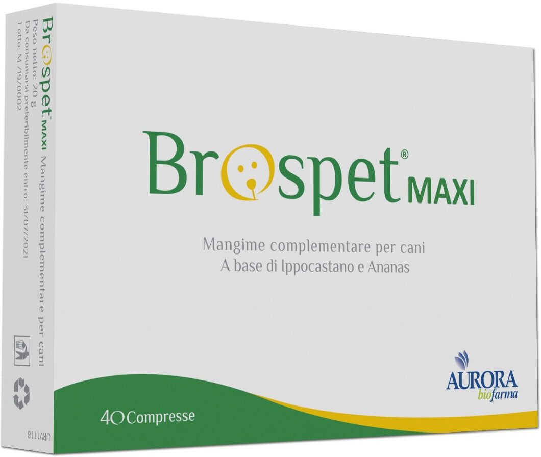 aurora biofarma brospet maxi integratore per animali 40 compresse