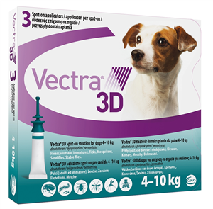 ceva salute animale spa vectra 3d spot-on soluzione 3 pipette 1,6ml 87mg + 7,7mg + 635mg cani da 4 a 10 kg tappo verde