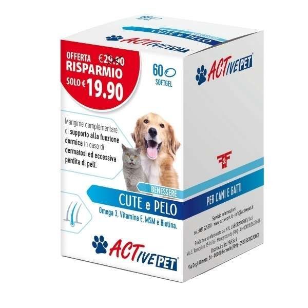 F&F Active Pet Integratore Cute E Pelo Cani E Gatti 60 Perle