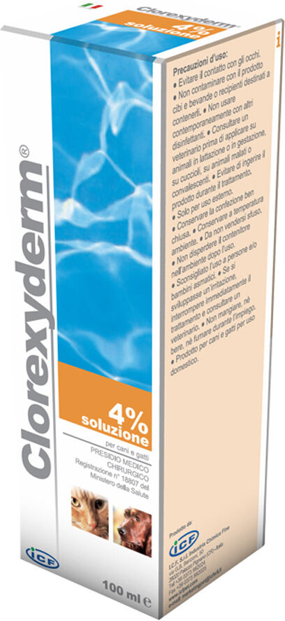 Clorexyderm Soluzione 4% Clorexidina Schiuma Detergente Disinfettante Cani E Gatti 100ml