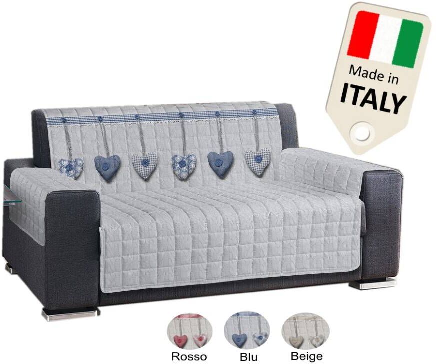 Copridivano Antiscivolo shabby cuori Made in Italy prodotto Italia OFFERTA