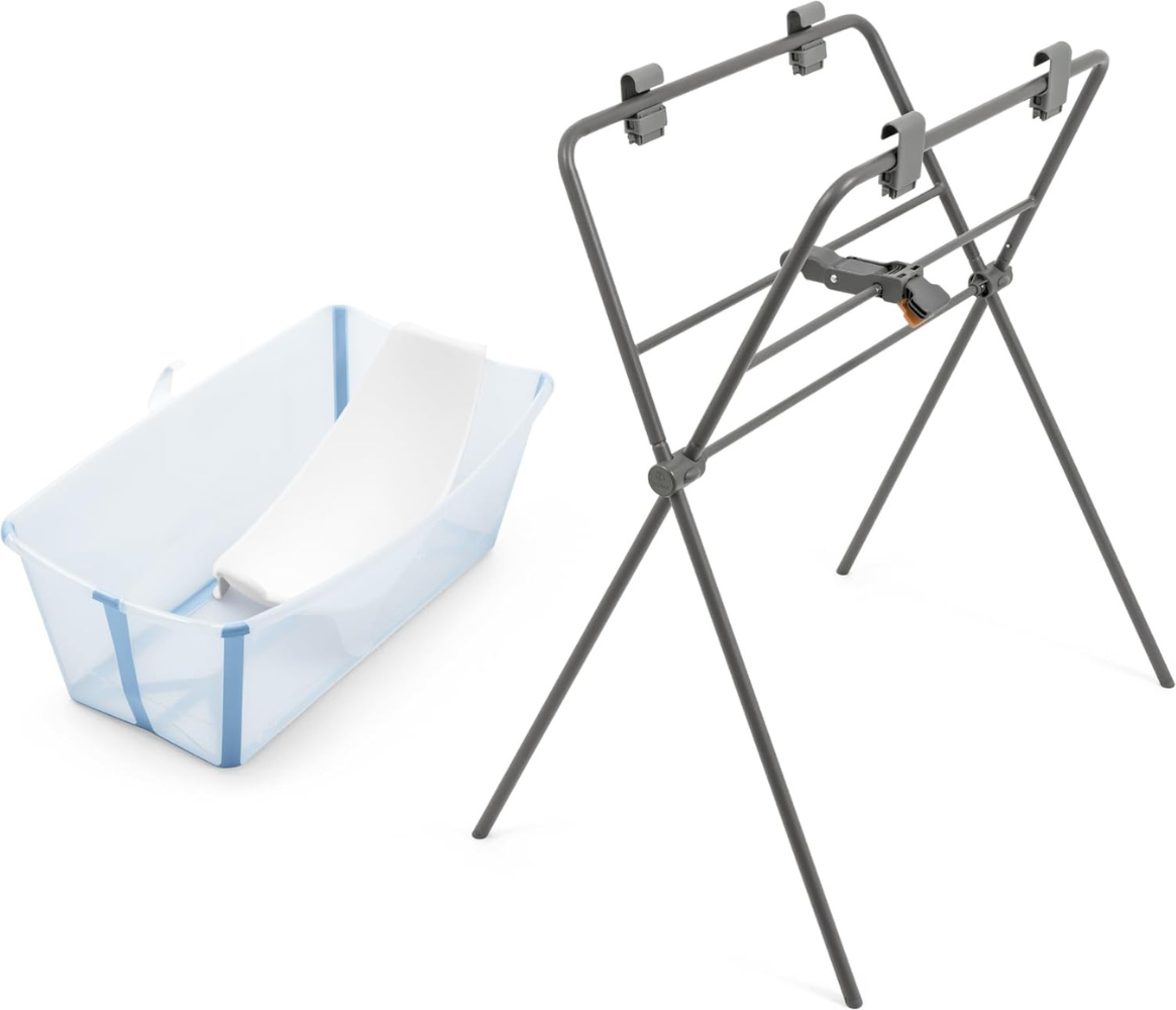 stokke flexi bath vaschetta con riduttore e supporto stand ocean blue