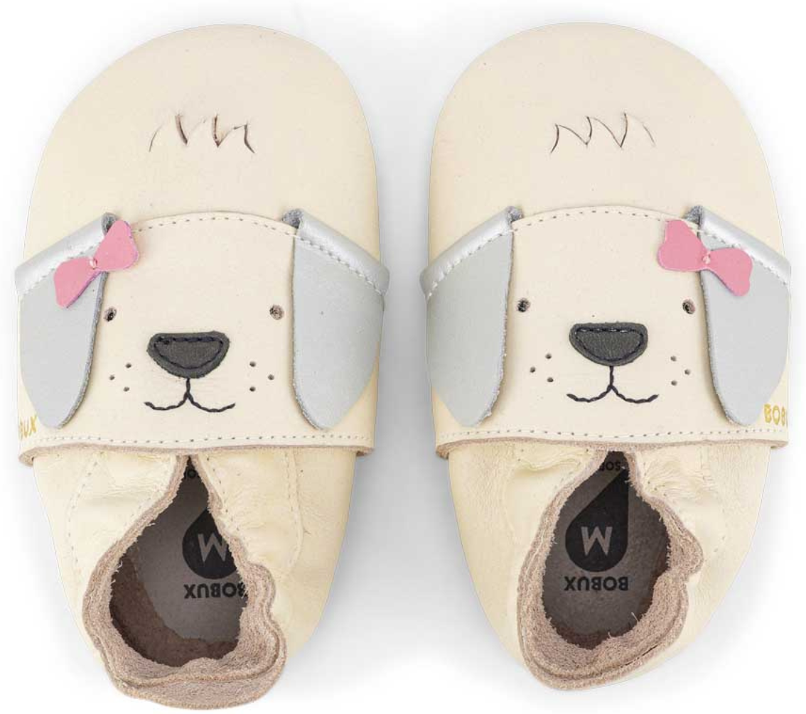 Bobux Scarpa Neonato Soft Sole Bow Pup Vanilla S 3-9 Mesi