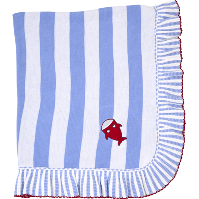 Baby Bites Coperta in Cotone Tricot per Neonato Blue Stripes-Shark Blue Stripes-Shark Baby Bites Coperta in Cotone Tricot per Neonato Blue Stripes-Shark Blue Stripes-Shark