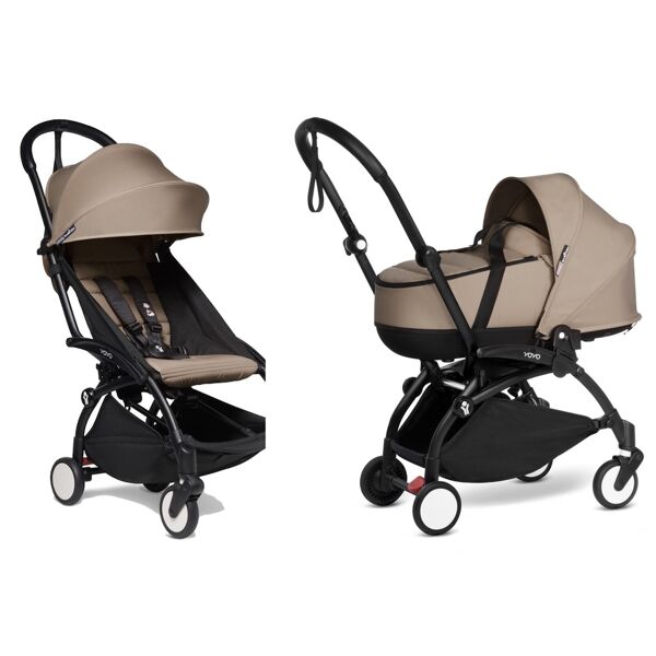 babyzen duo passeggino yoyo² 6+ con bassinet nero - tortora