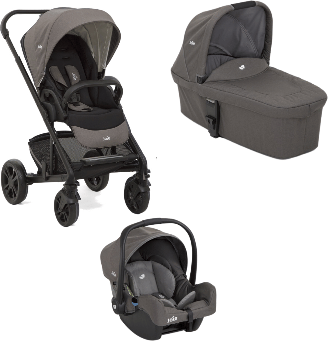 joie trio chrome con seggiolino auto i-snug foggy gray