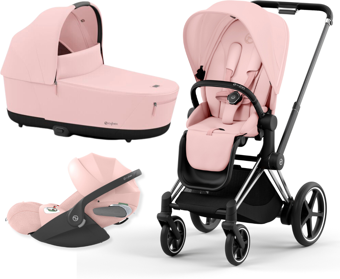 cybex platinum trio priam con cloud t plus chrome black details - peach pink