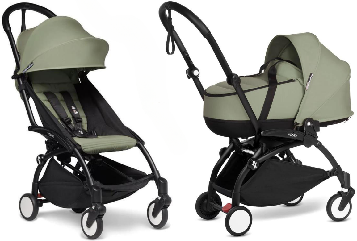 Babyzen Duo Passeggino Yoyo² 6+ con Bassinet Nero - Olive