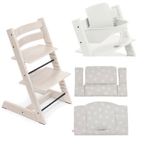 Stokke Promo Tripp Trapp con Cuscino e Baby Set OMAGGIO Whitewash - Stars Silver