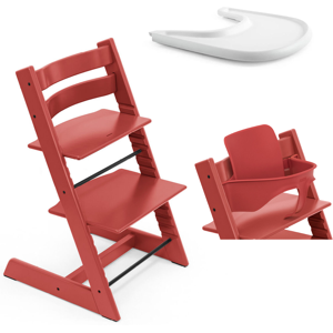 Stokke Promo Tripp Trapp e Vassoio con Baby Set Warm Red - White