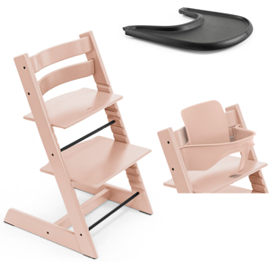 Stokke Promo Tripp Trapp e Vassoio con Baby Set OMAGGIO Serene Pink - Black