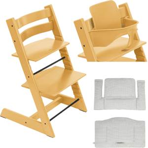 Stokke Promo Tripp Trapp con Cuscino e Baby Set Sunflower Yellow - Nordic Grey