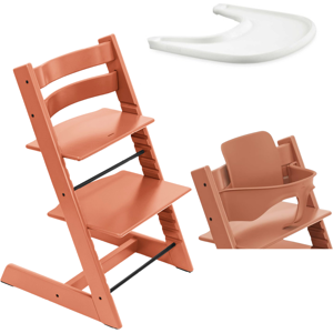 Stokke Promo Tripp Trapp e Vassoio con Baby Set Terracotta - White