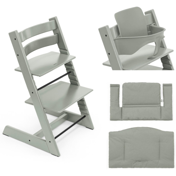 stokke promo tripp trapp con cuscino e baby set omaggio glacier green - glacier green