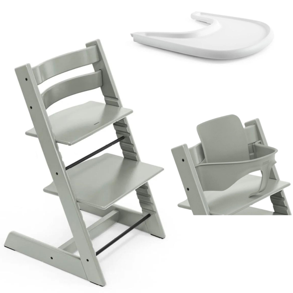 stokke promo tripp trapp e vassoio con baby set glacier green - white