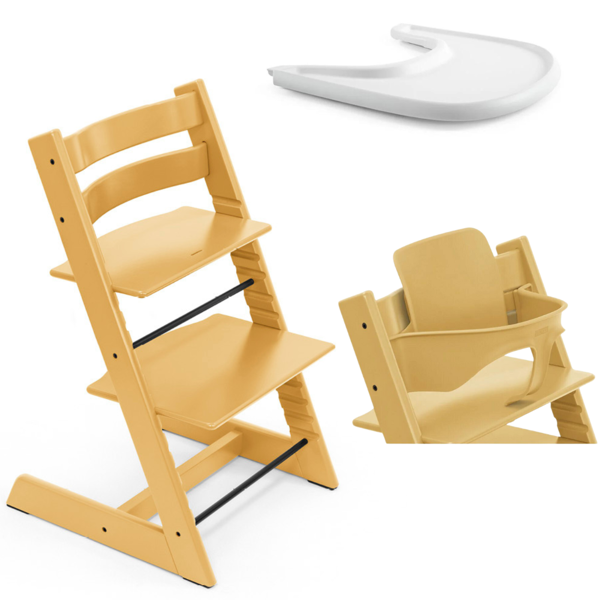 stokke promo tripp trapp e vassoio con baby set sunflower yellow - white