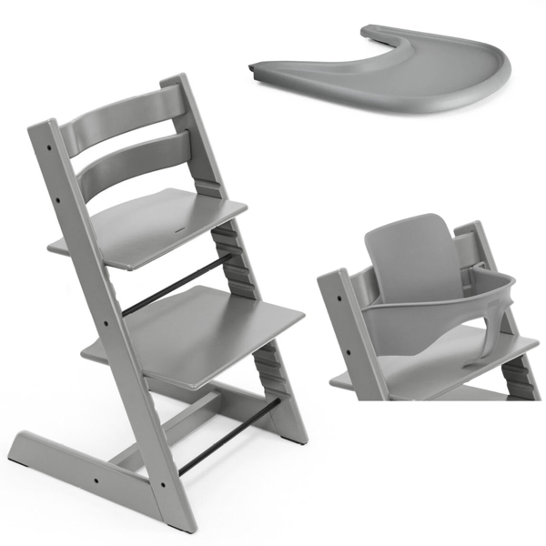 stokke promo tripp trapp e vassoio con baby set storm grey - storm grey