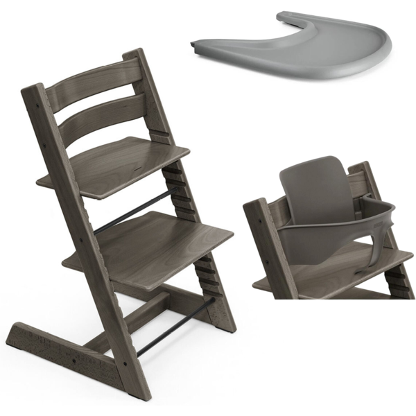 stokke promo tripp trapp e vassoio con baby set hazy grey - storm grey