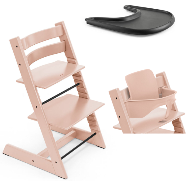 stokke promo tripp trapp e vassoio con baby set serene pink - black