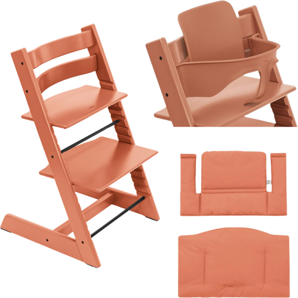 stokke promo tripp trapp con cuscino e baby set terracotta - terracotta