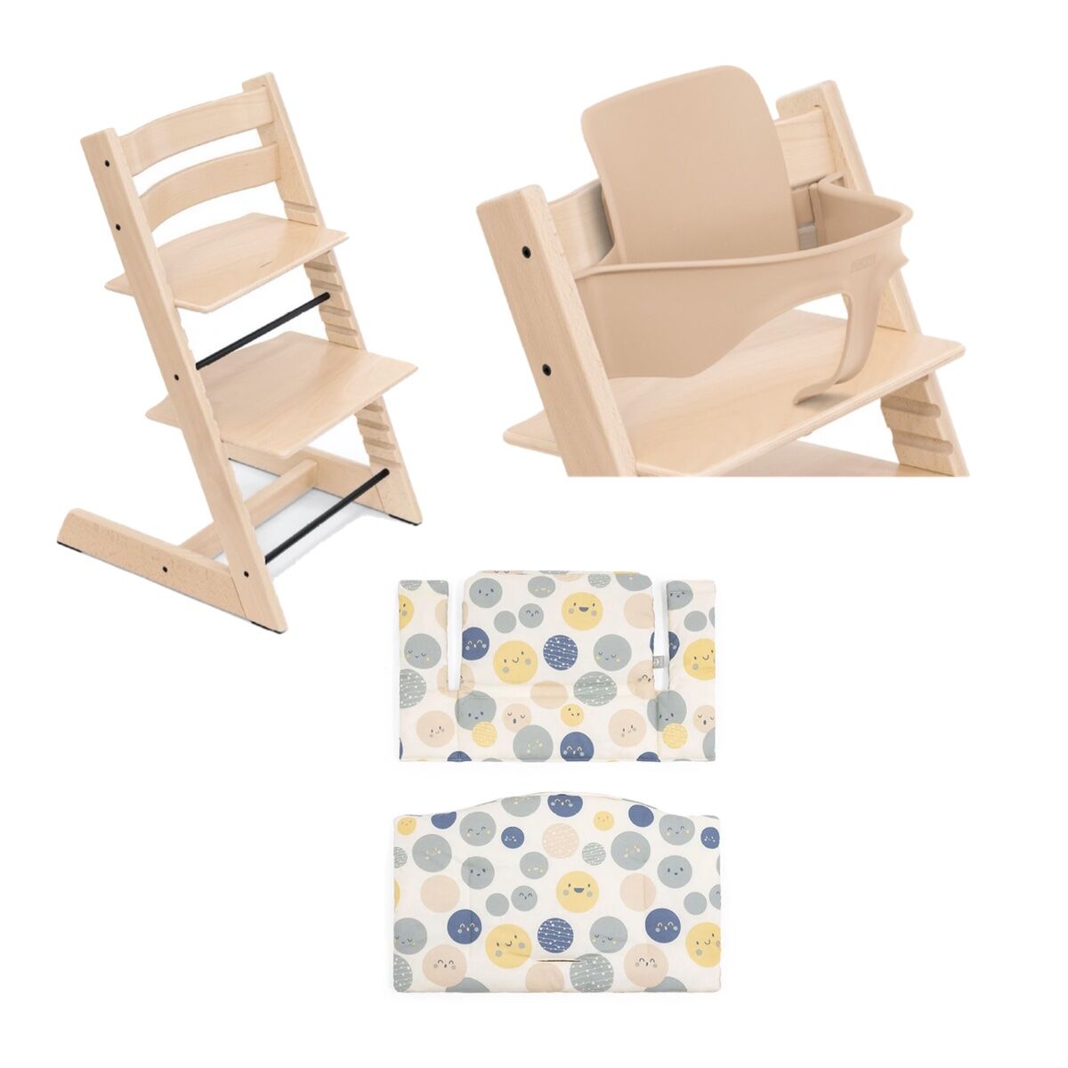 stokke promo tripp trapp con cuscino e baby set omaggio natural - soul system