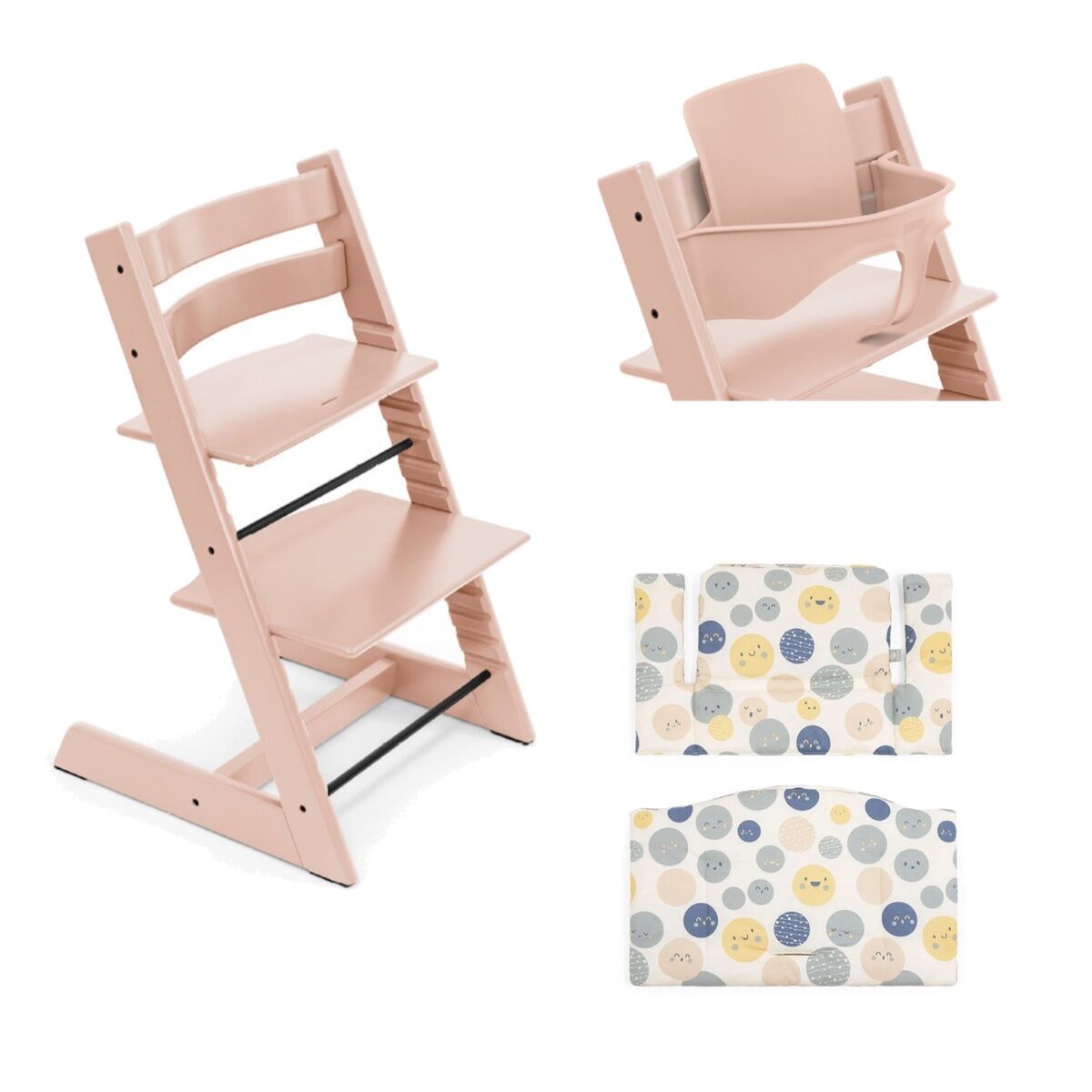 stokke promo tripp trapp con cuscino e baby set omaggio serene pink - soul system