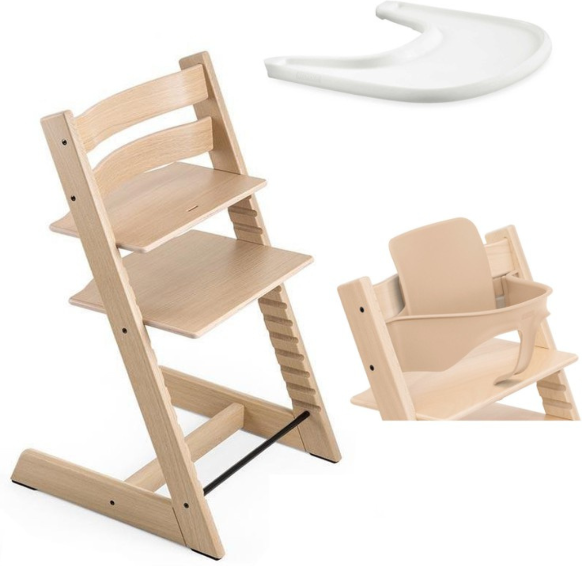 stokke promo tripp trapp e vassoio con baby set omaggio natural - white