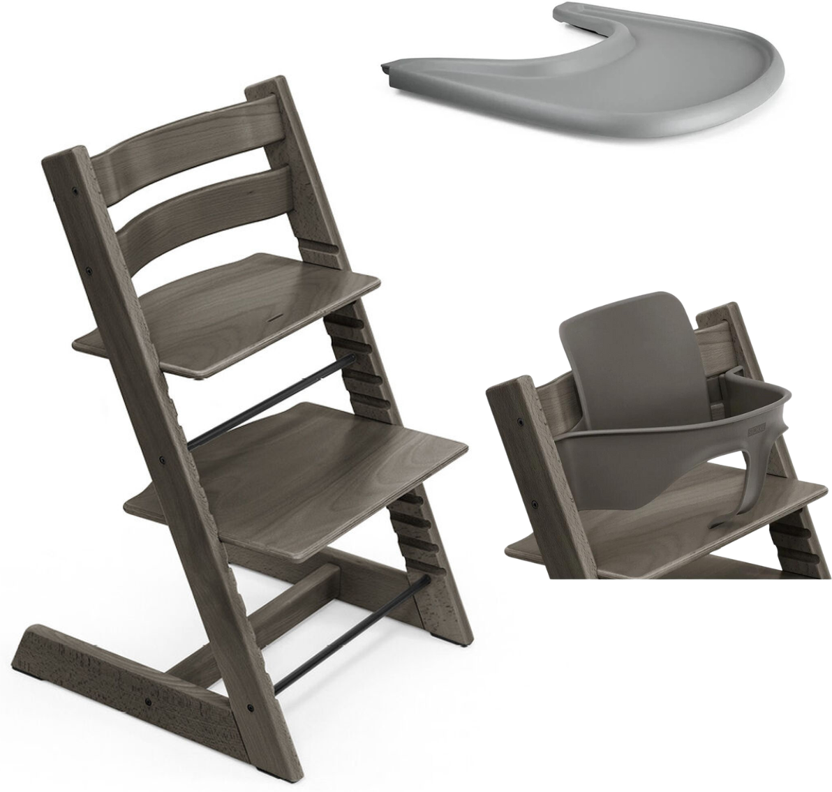 stokke promo tripp trapp e vassoio con baby set omaggio hazy grey - storm grey