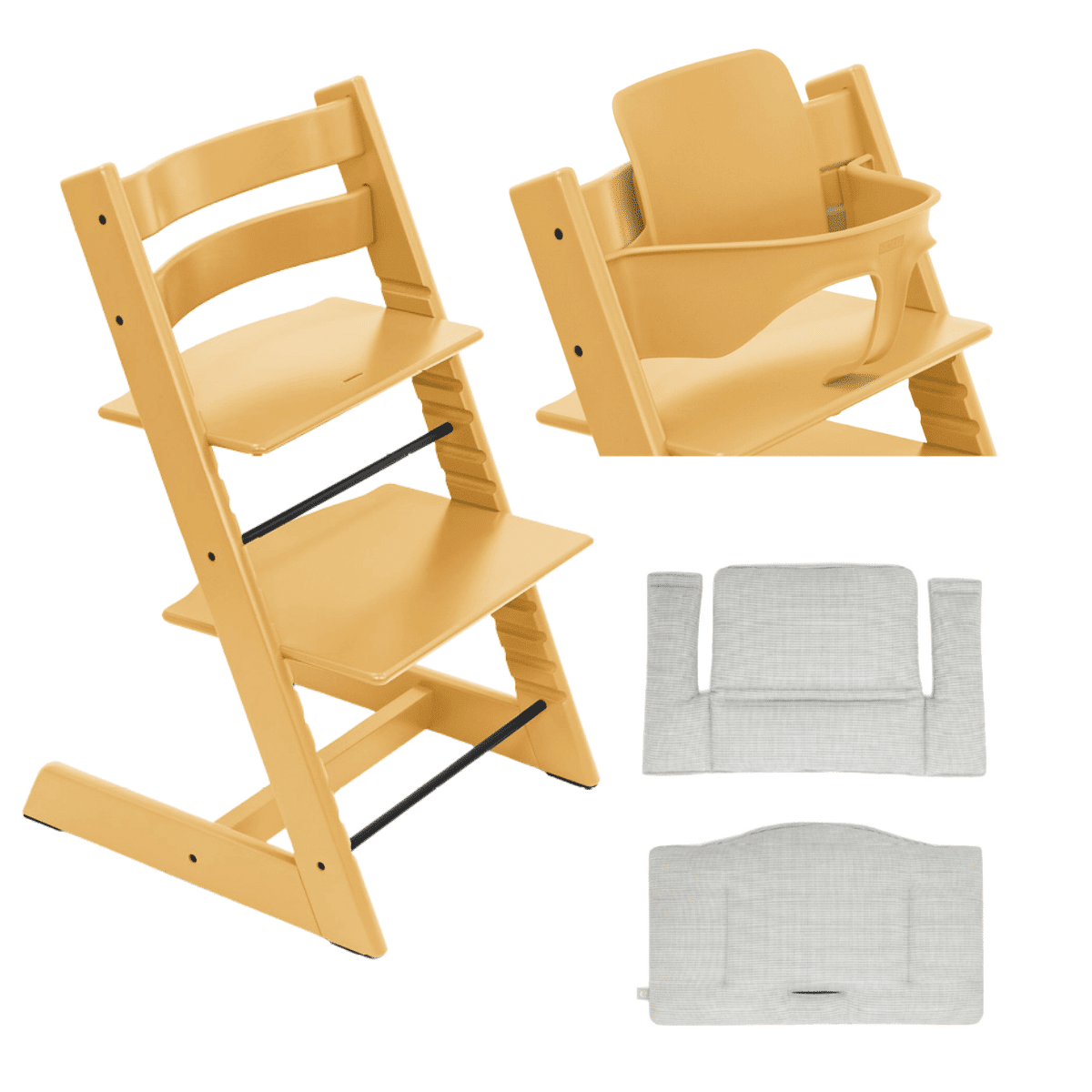 Stokke Promo Tripp Trapp con Cuscino e Baby Set Sunflower Yellow - Nordic Grey