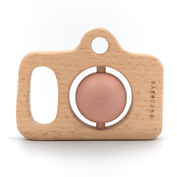 bamboom fotocamera gioco in legno e silicone rosa