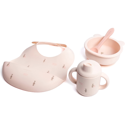 Bamboom Set Baby in Silicone Bavaglino, Scodella, Cucchiaio e Bicchiere con beccuccio Fawn Pink Fawn Pink Bamboom Set Baby in Silicone Bavaglino, Scodella, Cucchiaio e Bicchiere con beccuccio Fawn Pink Fawn Pink