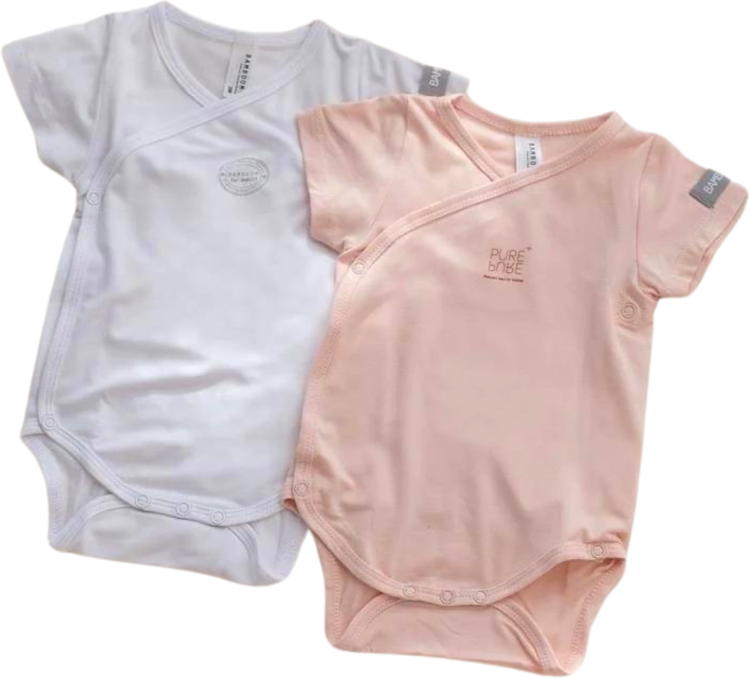 Bamboom Confezione Body maniche corte 2 pz Rosa e Bianco 9-12M