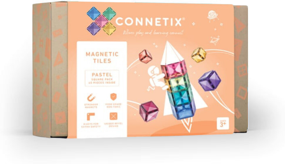 Connetix Tessere Magnetiche Arcobaleno Quadrate 40 Pezzi