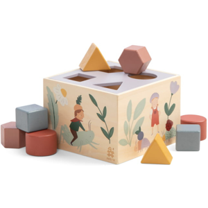 Sebra Gioco Montessori Cubo in Legno con Forme Geometriche Terra dei Folletti