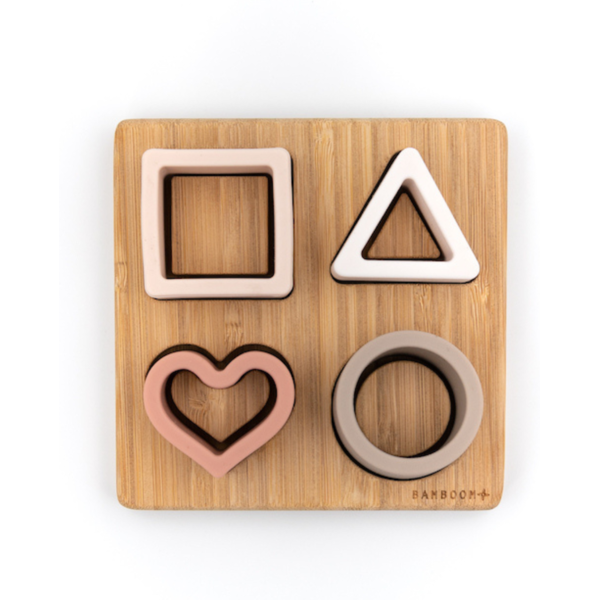 bamboom gioco puzzle in legno e silicone rosa