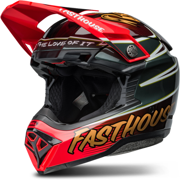 bell casco cross  ps moto-10 sferico rosso-oro